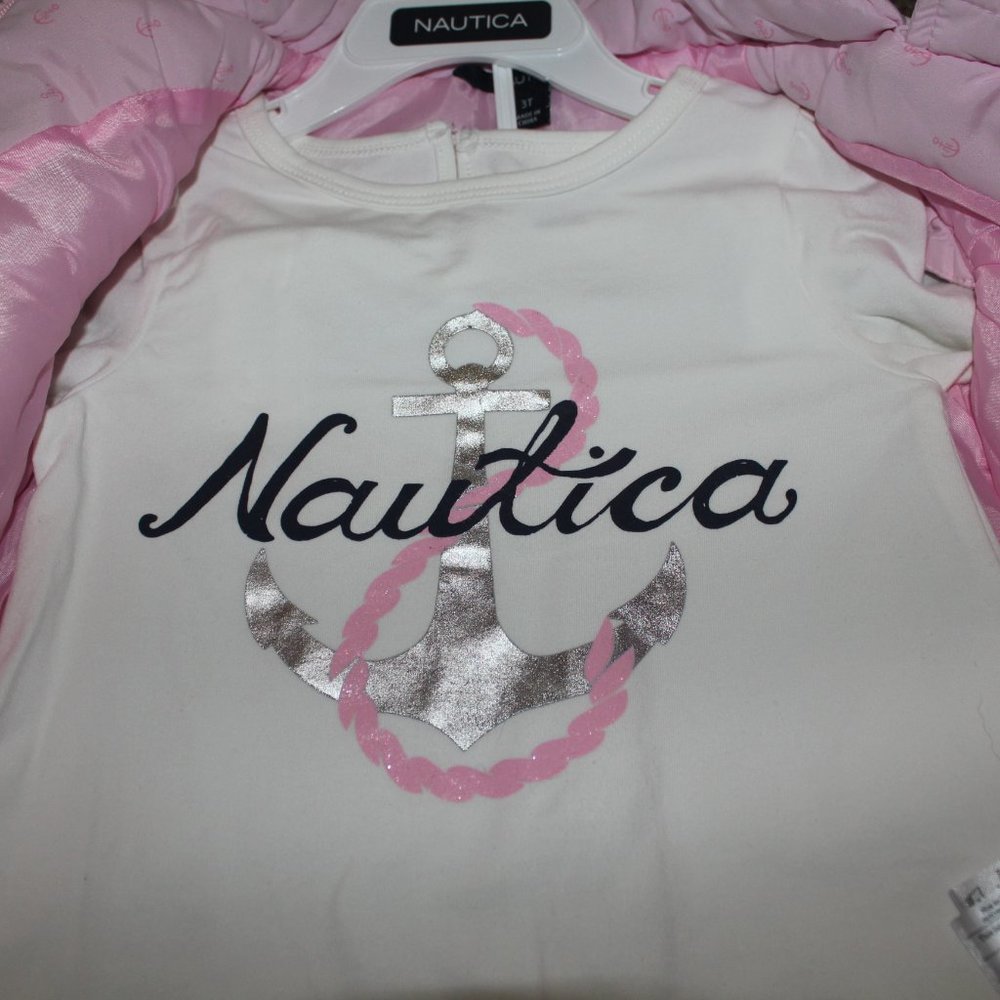 Nautica Girls Puffer Vest 3-Piece Leggings Outfit Baby Size 3-6 24 months 3T NWT - Picture 4 of 6